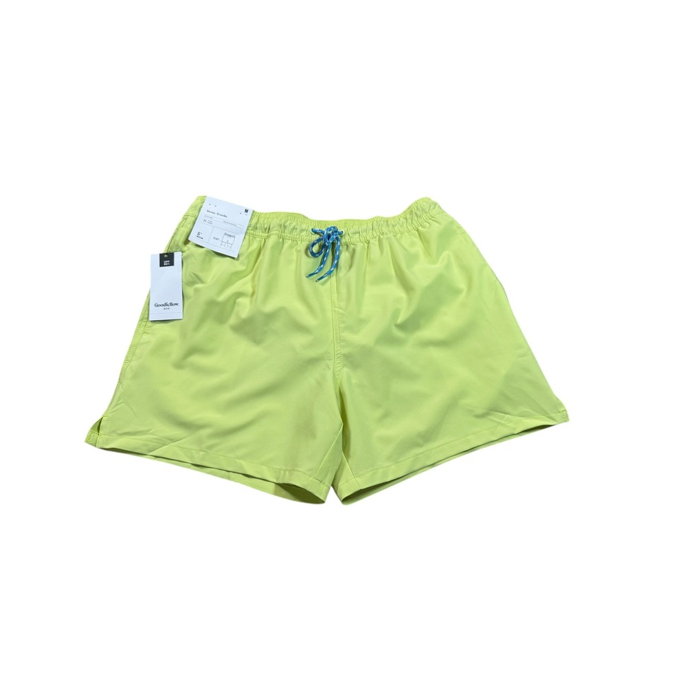 Goodfellow & Co Mens Neon Green 5 Inch Inseam Swim Trunks Fish Embroidery Medium